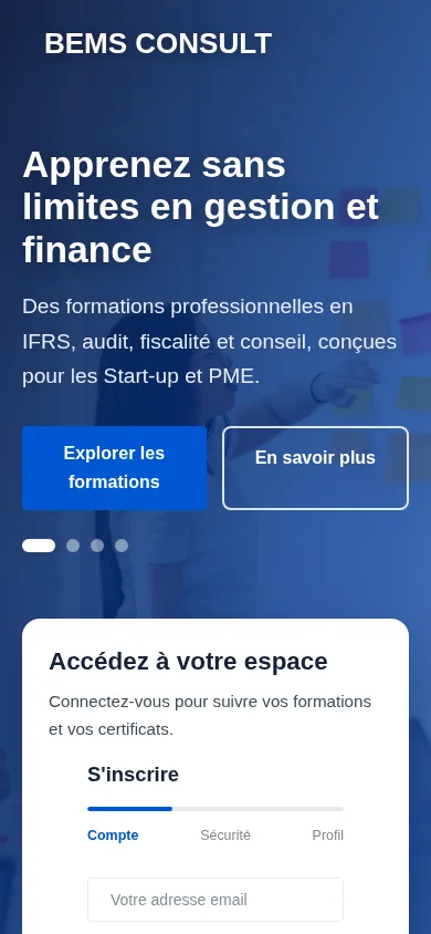 Tutoriel mobile Academia Hitech pour créer un compte apprenant
